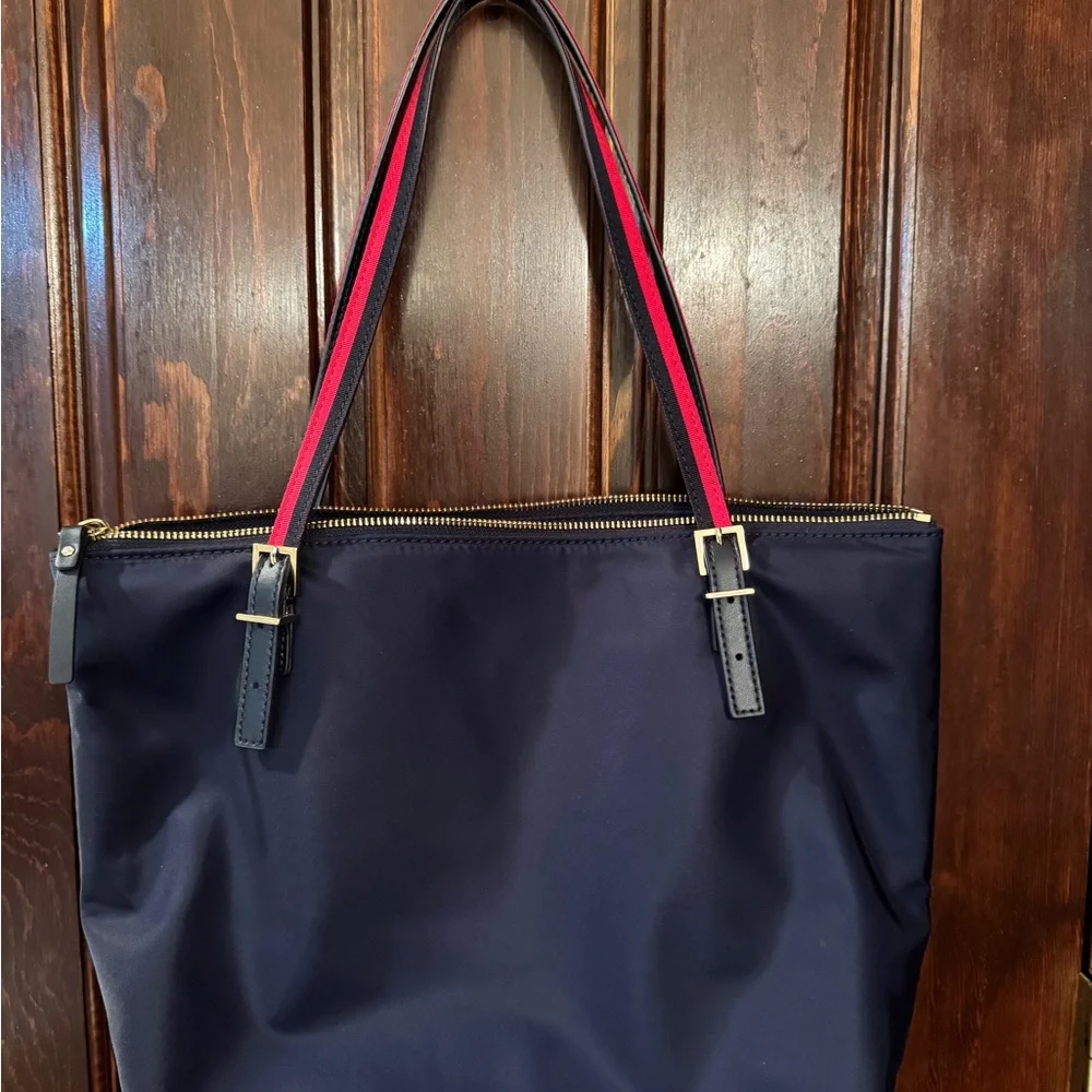Kate Spade Blue and Red Shoulder Tote Bag with Leather Straps - Picture 2 of 4